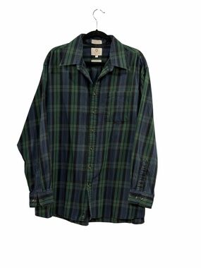 Viyella   Green & Navy Plaid Button-Down Shirt